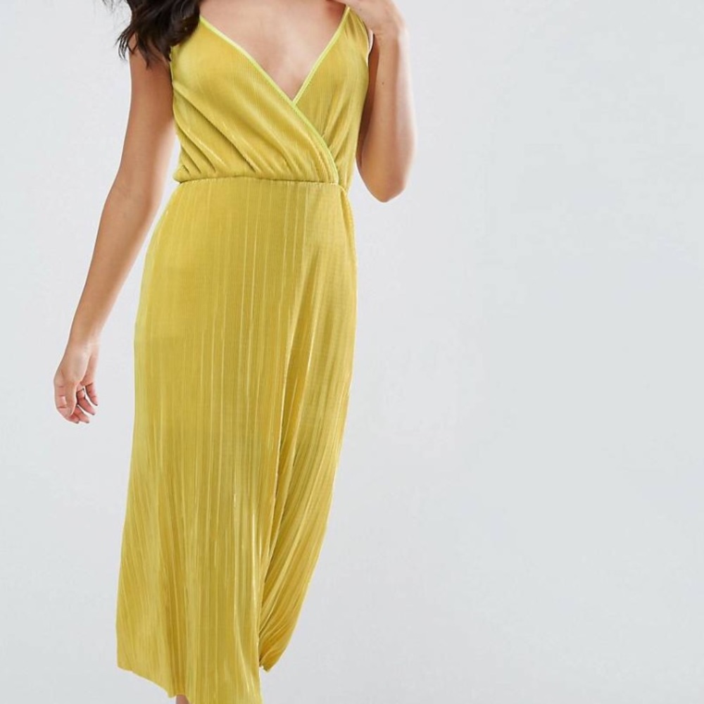 ASOS slinky chartreuse midi dress